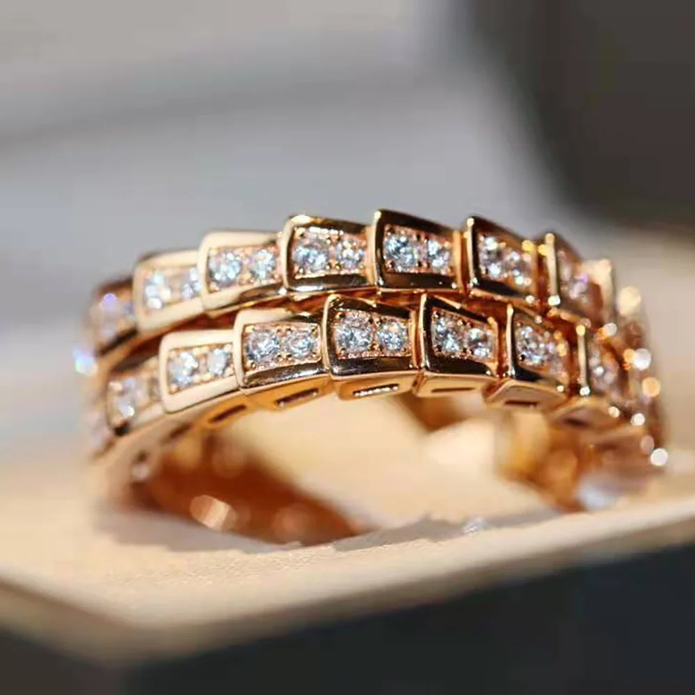 Bvlgari Serpenti Viper Two-coil 18 KT Rose Gold Ring for Women