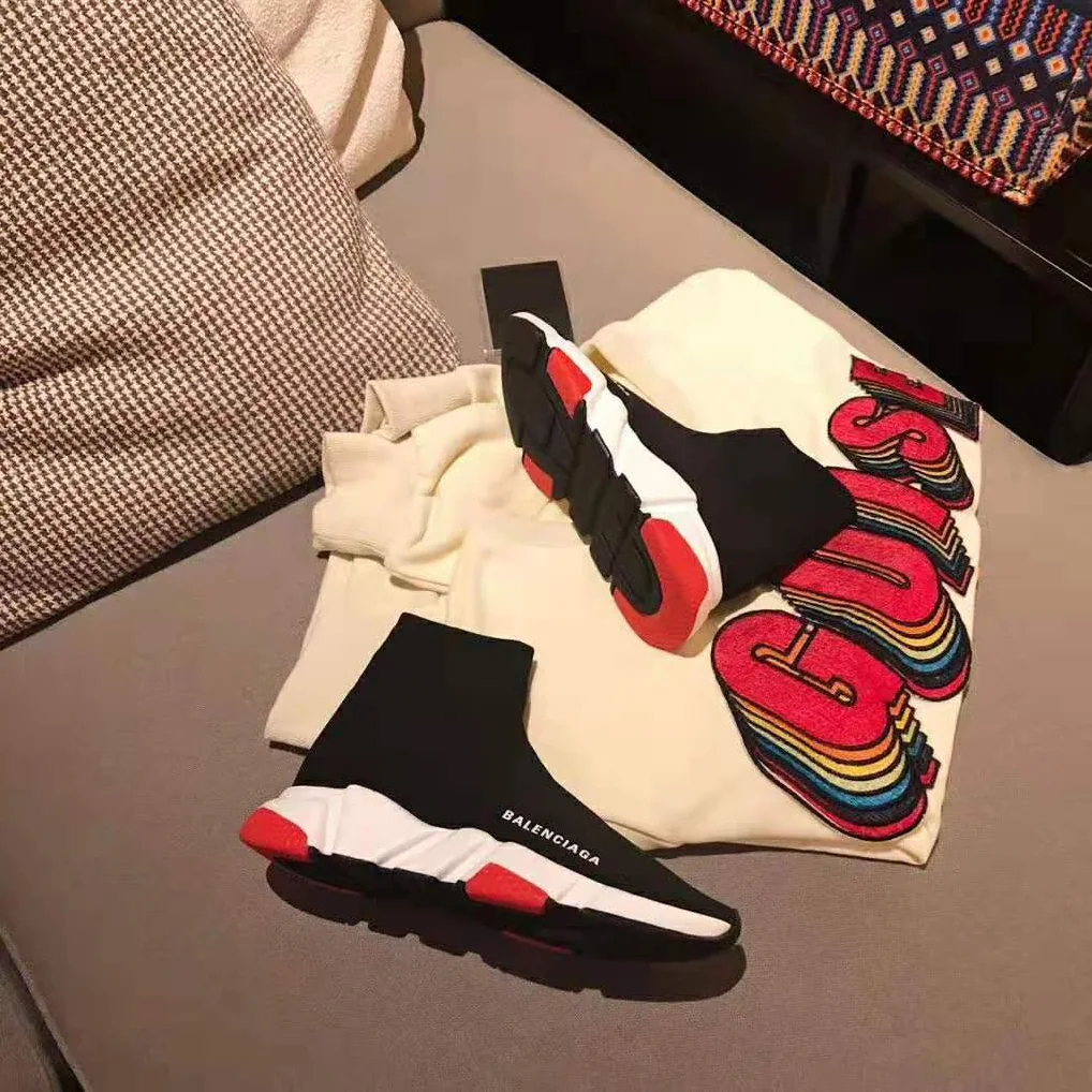 Balenciaga Speed Trainers in Knit and Balenciaga Logo for Women in Black Balenciaga Speed Trainers in Knit and Balenciaga Logo for Women in Black