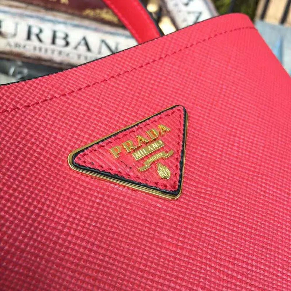Prada Panier Medium Bag in Saffiano Leather for Women in Red Prada Panier Medium Bag in Saffiano Leather for Women in Red