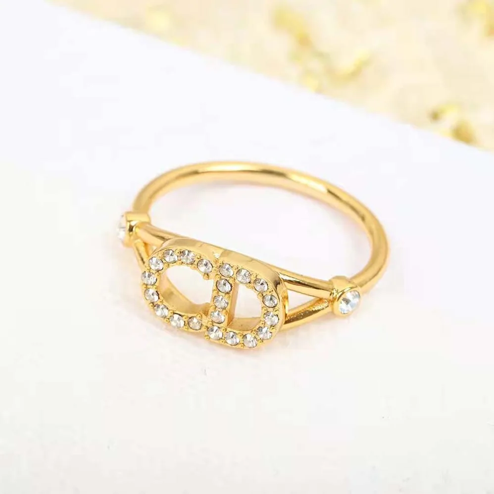 Dior Clair D Lune Ring Gold-Finish Metal and White Crystals for Women