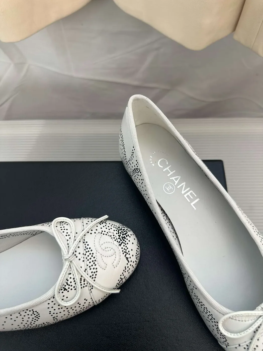 Chanel Cambon Ballet Flats White