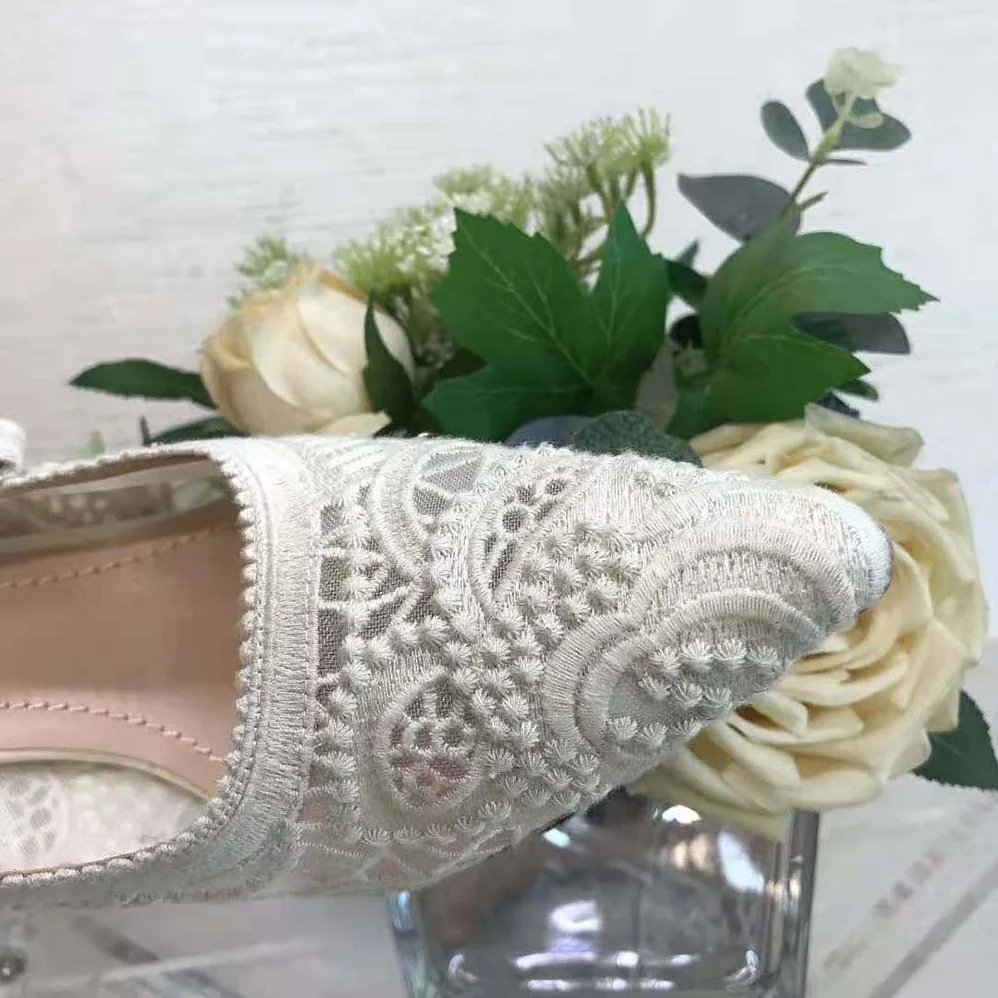 Dior J'Adior Slingback Pump White Macramé Embroidered Cotton for Women Dior J'Adior Slingback Pump White Macramé Embroidered Cotton for Women