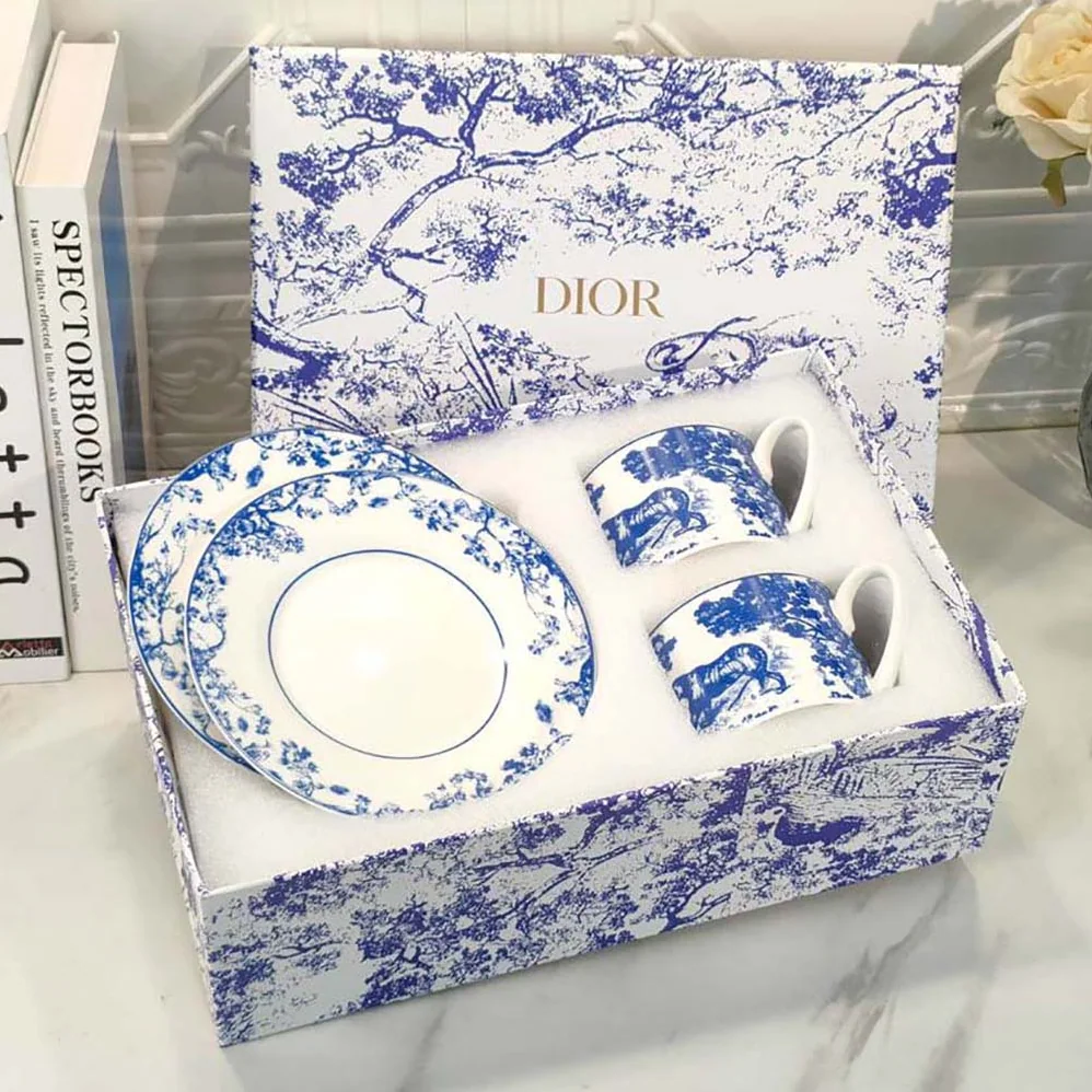 Dior Teacup Saucer Blue Toile De Jouy for Unisex Dior Teacup Saucer Blue Toile De Jouy for Unisex