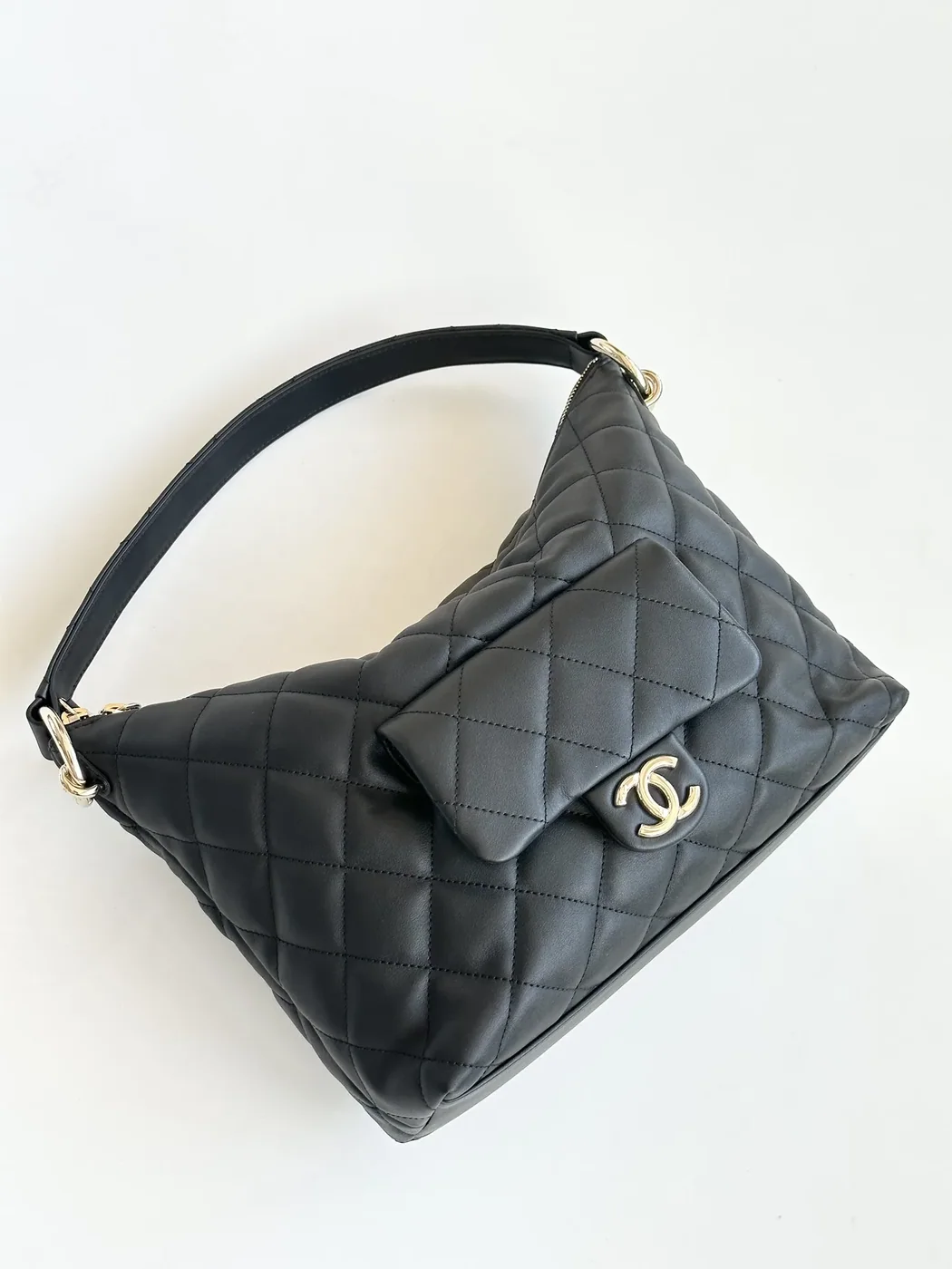 Chanel 23B Hobo Bag in Black Gold Hardware