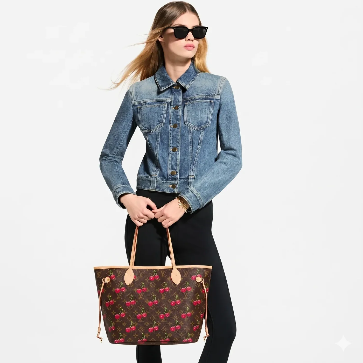 Louis Vuitton LV x TM Neverfull MM Tote Bag in Monogram Cherry Gold Hardware