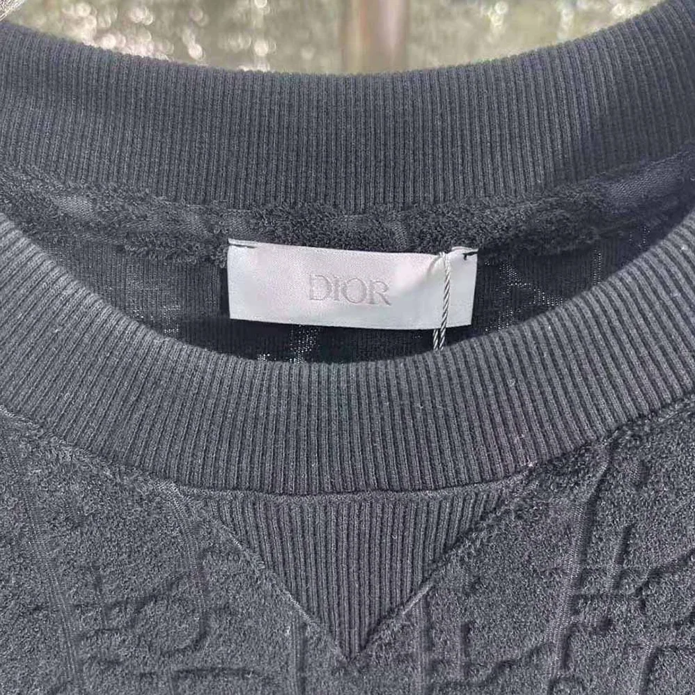 Dior Oblique T-shirt Relaxed Fit Navy Blue Terry Cotton Jacquard for Men