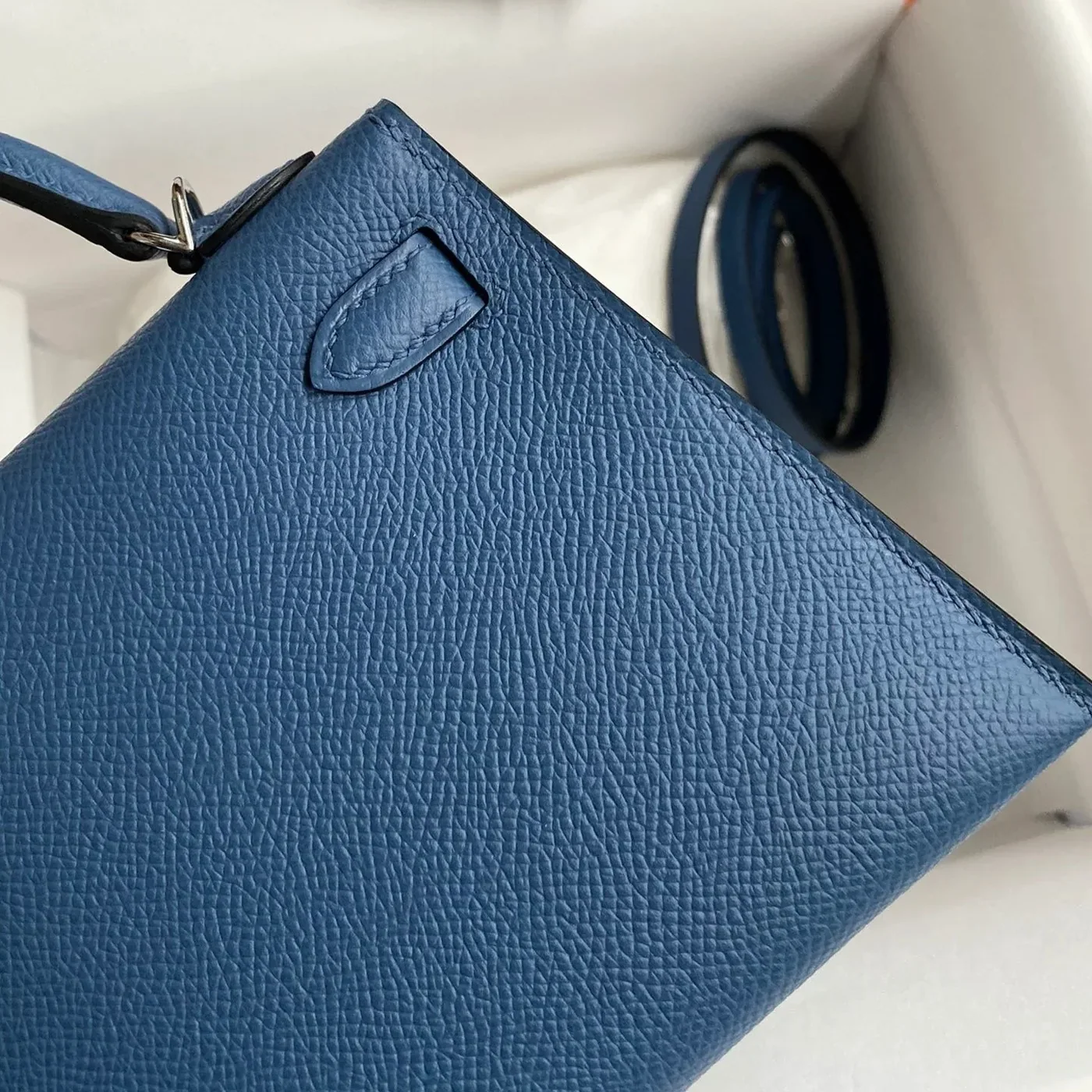 Hermes Kelly Mini Top Handle Bag in Navy Epsom Palladium Hardware Hermes Kelly Mini Top Handle Bag in Navy Epsom Palladium Hardware