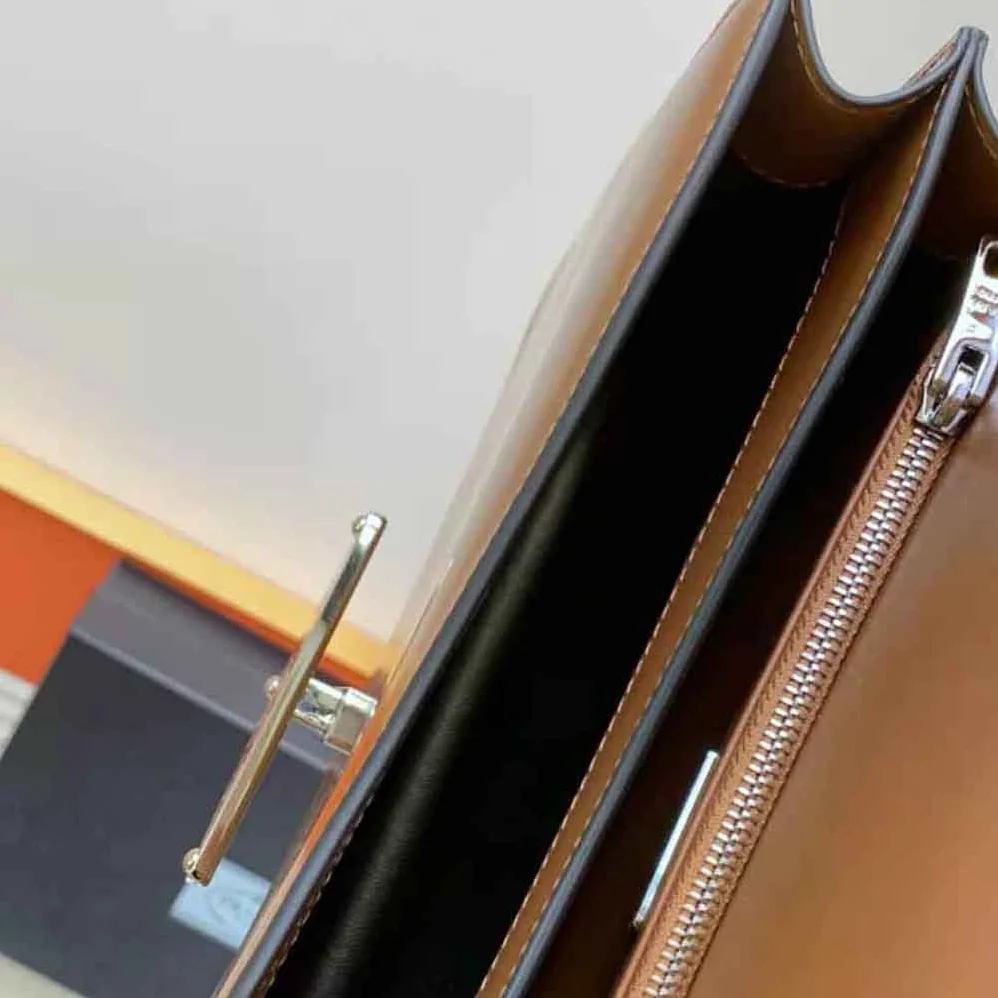 Prada Embleme Brushed-Leather Bag for Women in Brown