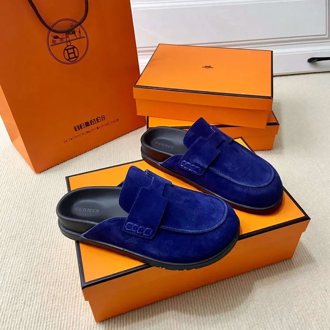 Hermes Go Mule Navy Blue