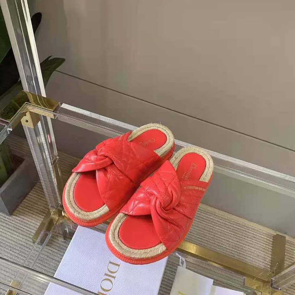 Dior Dtwist Slide Bright Orange Cannage Lambskin for Women