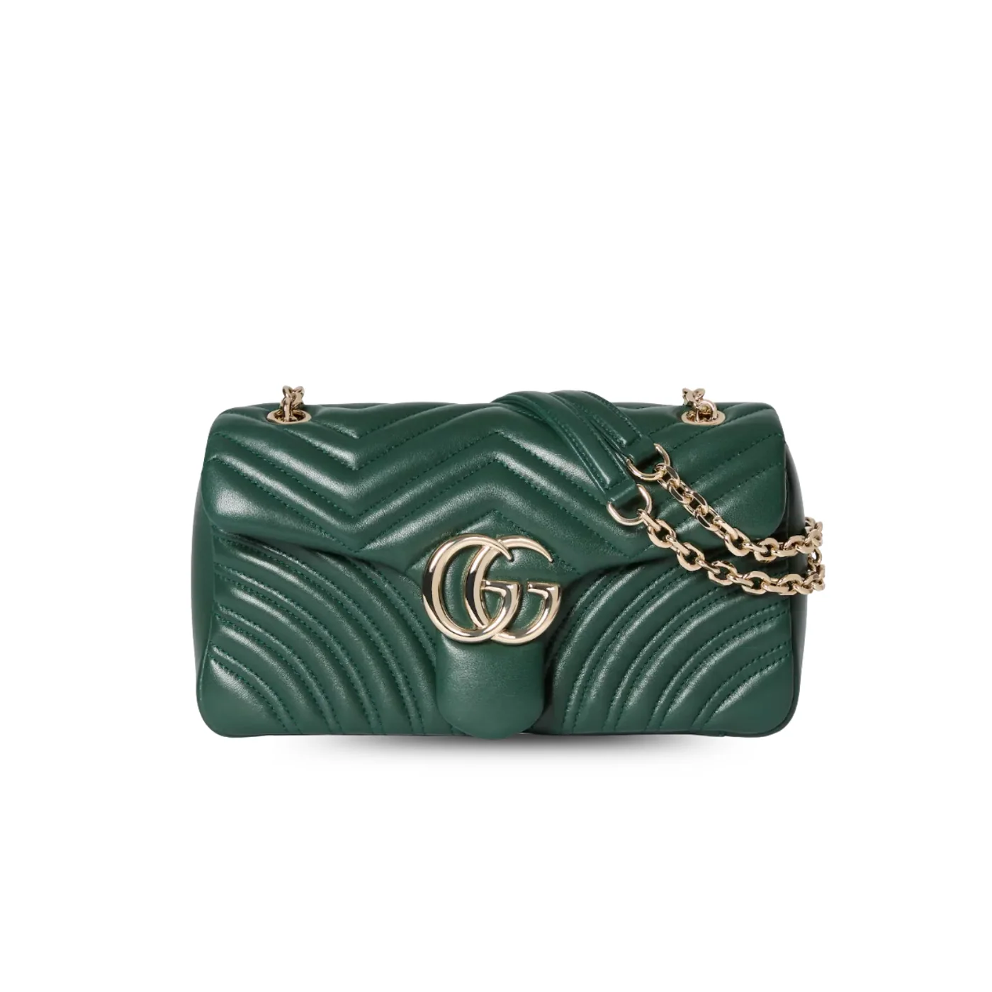 Gucci Marmont Medium Shoulder Bag in Green Light Gold Hardware