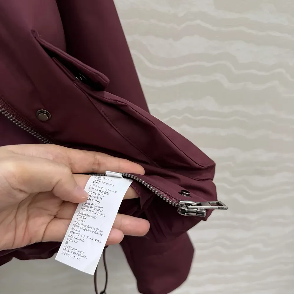 Loewe Puffer in Shearling and Cotton Blend for Men in Burgundy