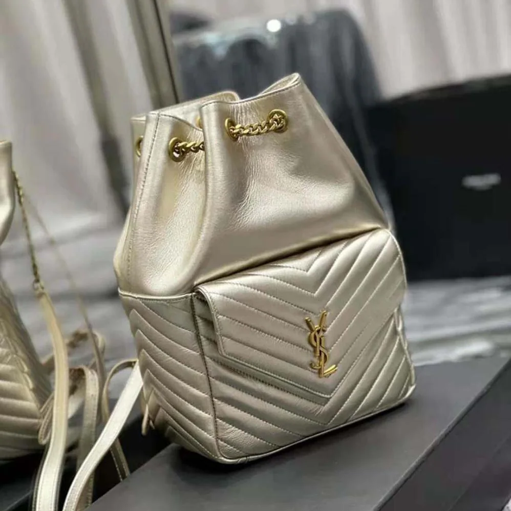 Saint Laurent YSL Joe Backpack in Lame Leather for Women