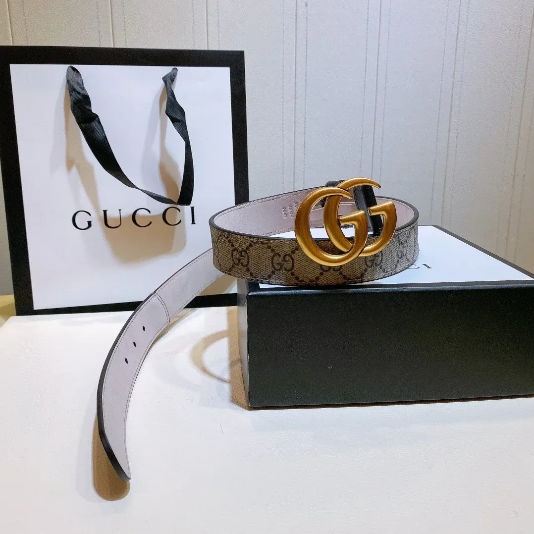 Gucci GG Belt With Double G Buckle Beige/Black, for Women