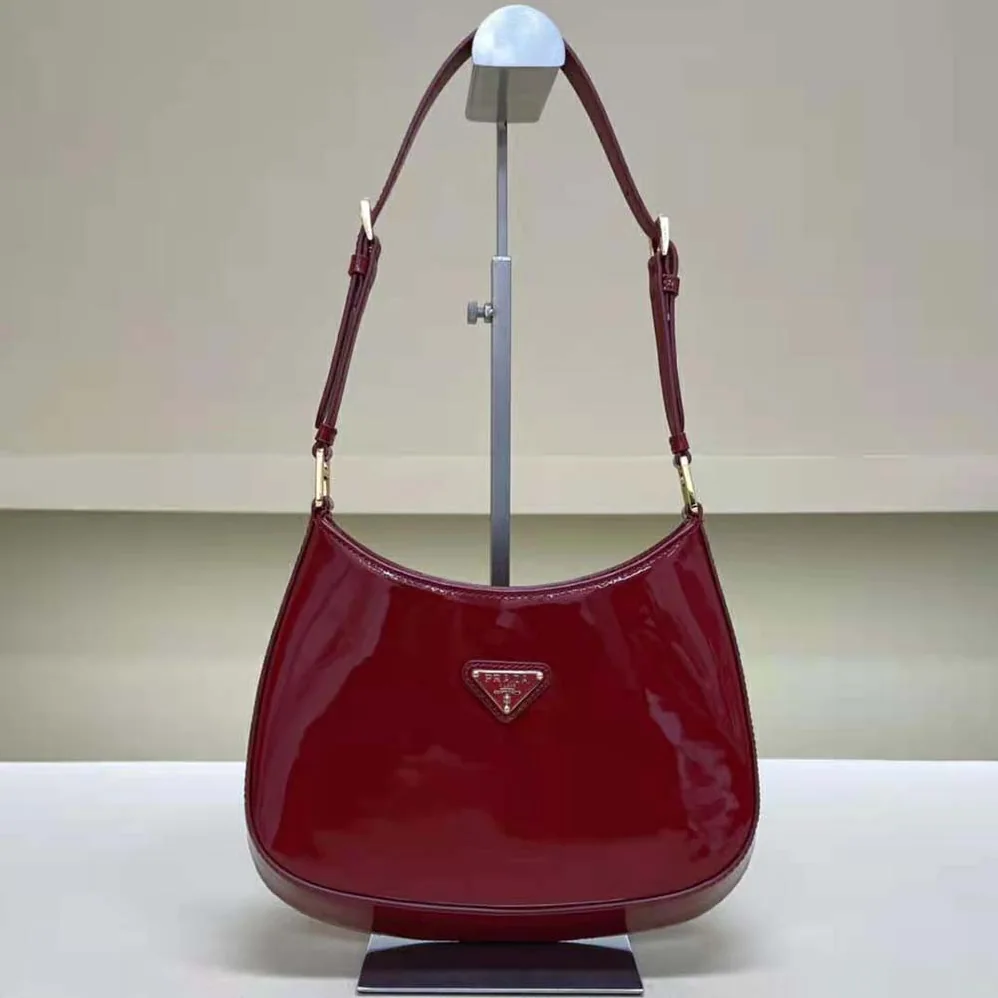 Prada Cleo Patent Leather Bag for Women in Red