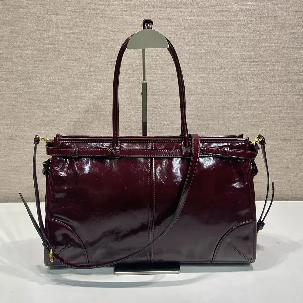 Prada Bonnie Medium Leather Handbag for Women in Maroon Prada Bonnie Medium Leather Handbag for Women in Maroon