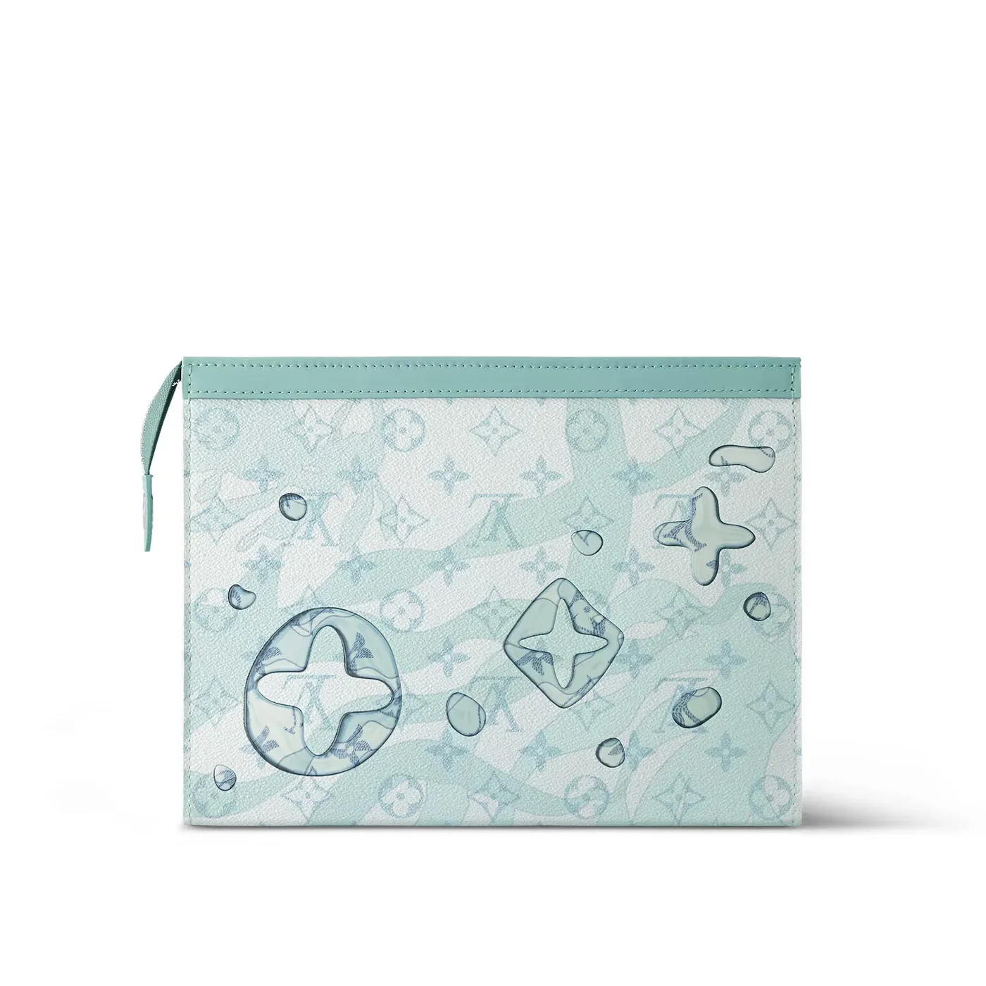 Louis Vuitton Pochette Voyage MM Pouch / Crystal Blue Monogram Aquagarden Canvas Silver Hardware