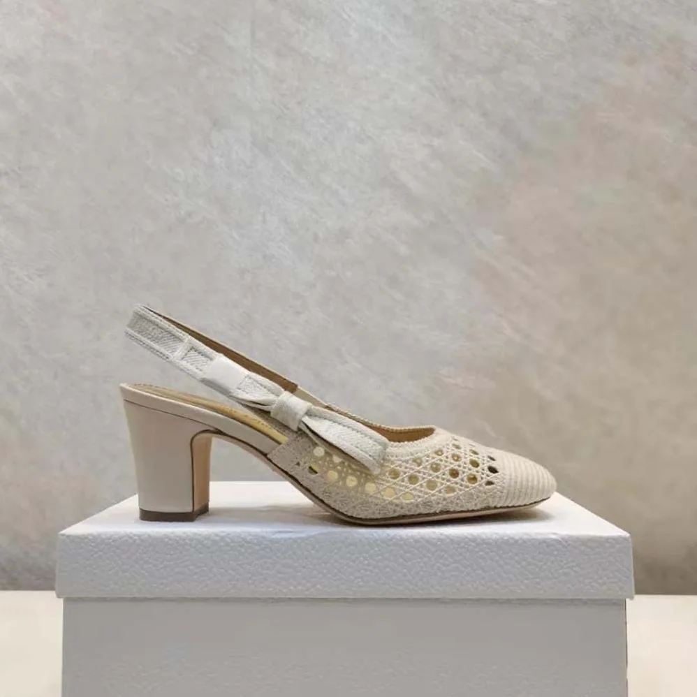 Dior Dior and Moi Slingback Pump Cream Cannage Embroidered Mesh for Women