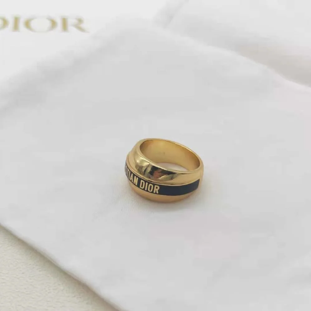 Dior Code Ring Gold-Finish Metal and Black Lacquer for Women