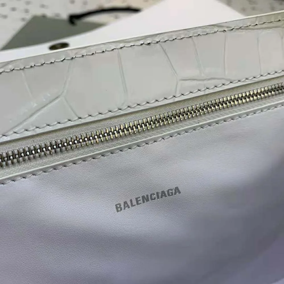 Balenciaga XX XL Flap Bag Crocodile Embossed in White for Women Balenciaga XX XL Flap Bag Crocodile Embossed in White for Women