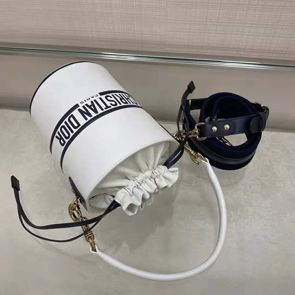Dior Small Dior Vibe Bucket Bag White and Blue Smooth Calfskin for Women