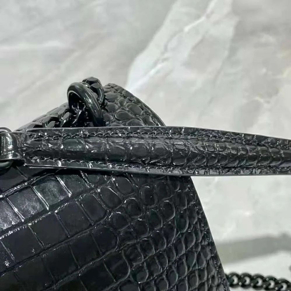 Saint Laurent YSL Sunset Medium in Crocodile Embossed Shiny Leather for Women
