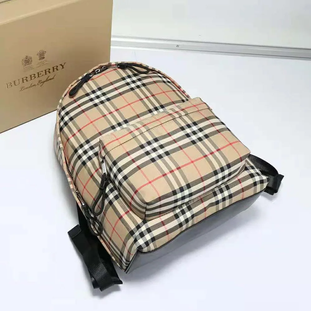 Burberry Vintage Check Nylon Backpack for Men in Beige