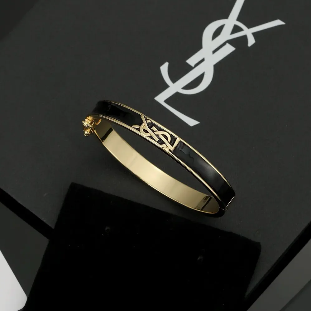 Saint Laurent YSL Cassandre Bracelet in Python and Metal for Women Saint Laurent YSL Cassandre Bracelet in Python and Metal for Women