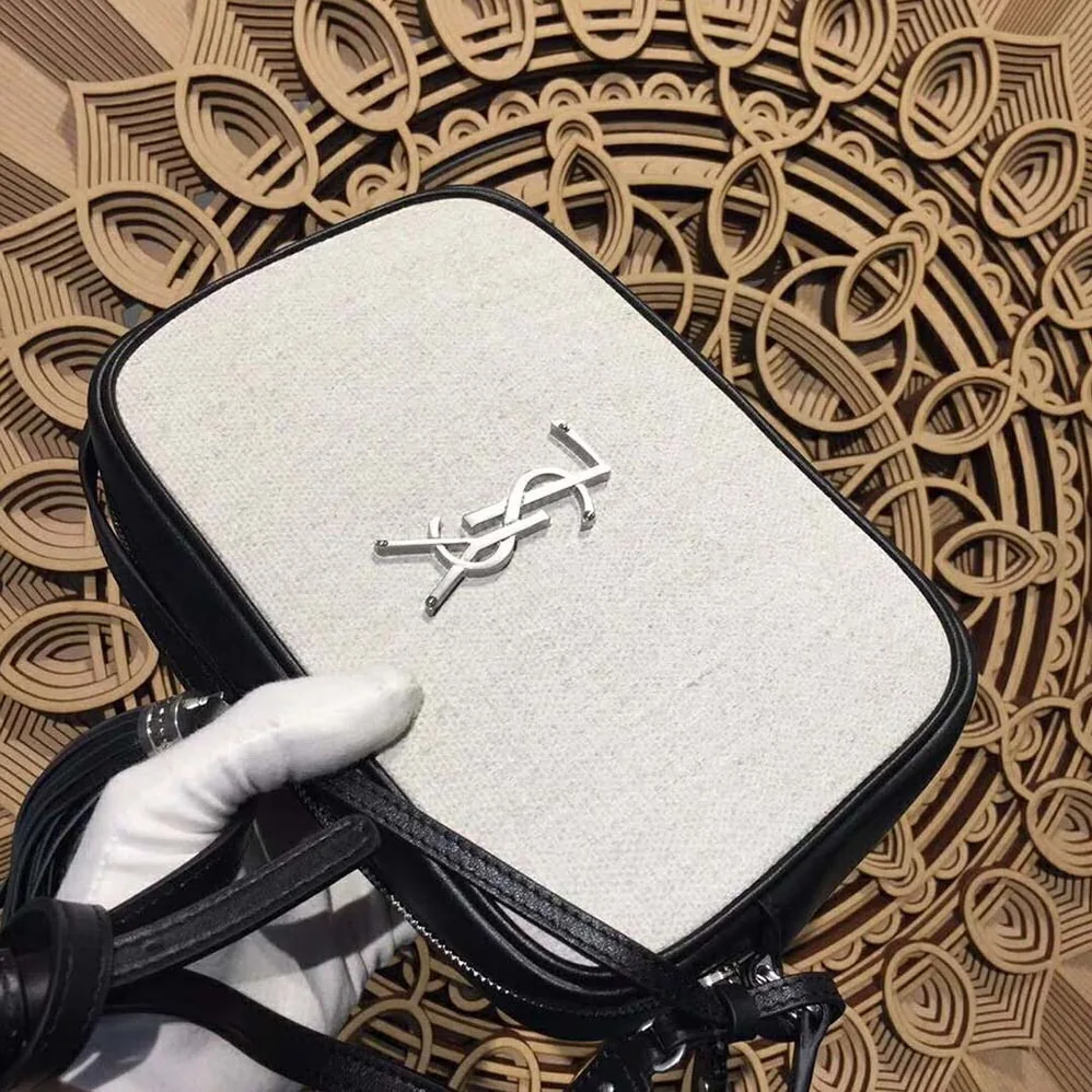 Saint Laurent YSL Lou Camera Bag Linen Canvas Leather for Women