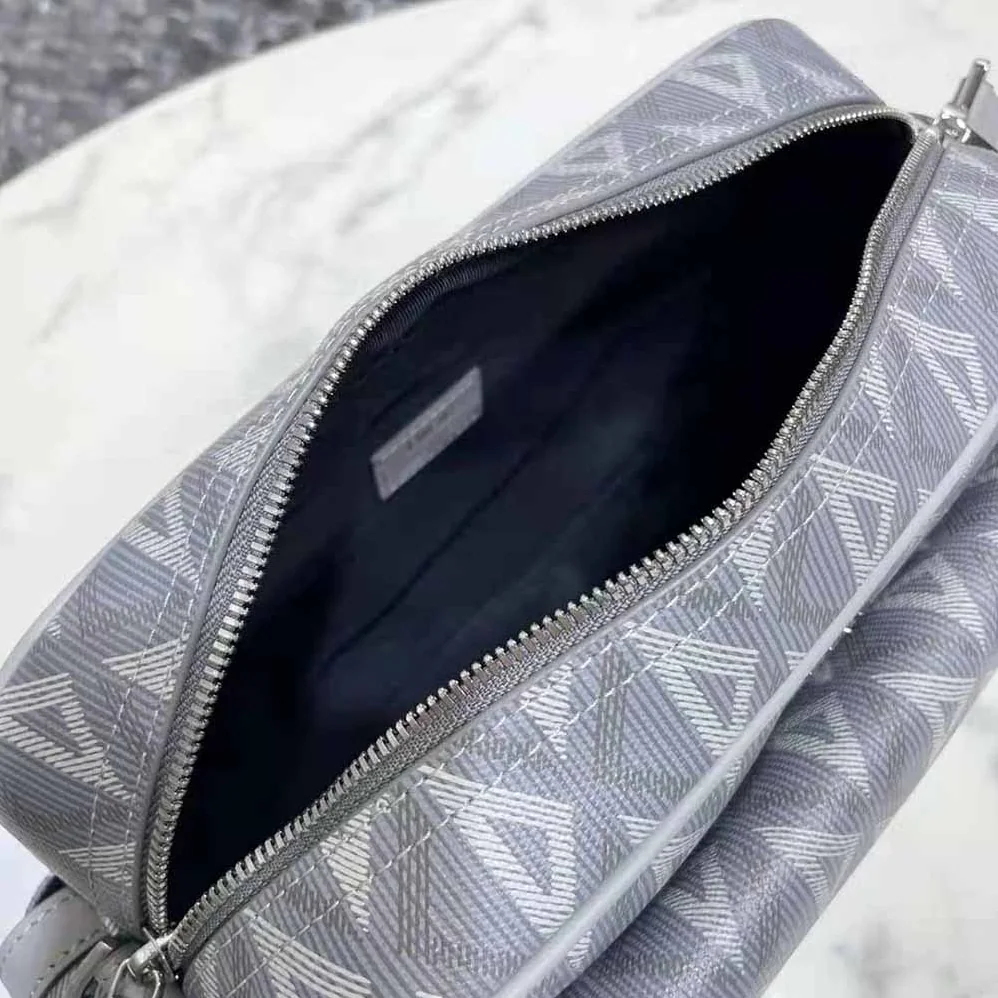 Dior Hit the Road Messenger Bag Dior Gray CD Diamond Canvas and Smooth Calfskin for Men