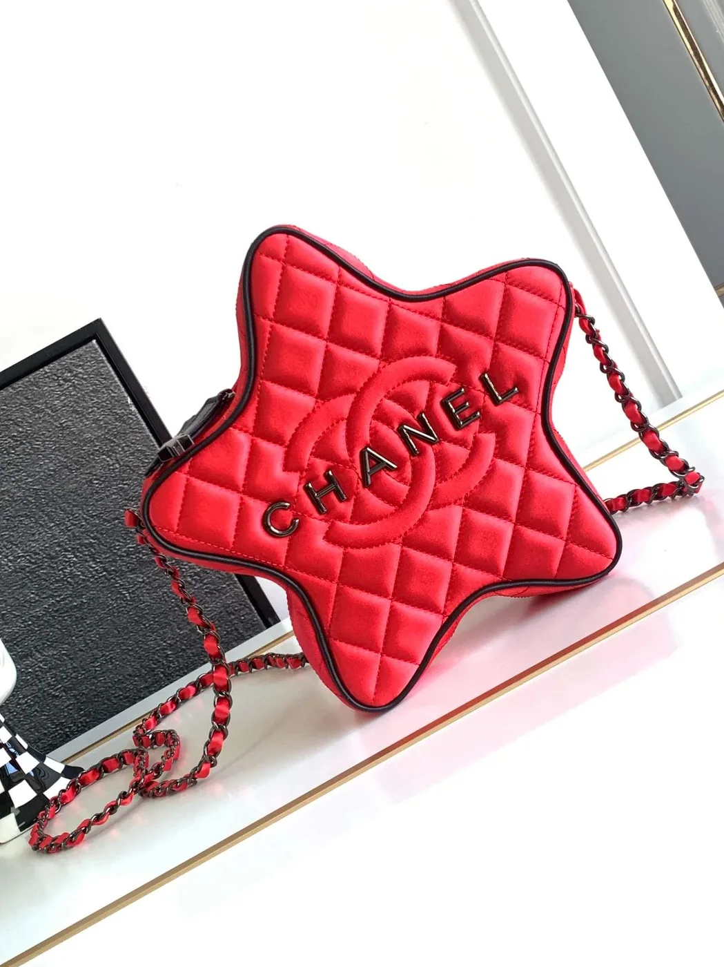 Chanel Star Handbag Red in Blue / Chanel Star Handbag Red in Blue /