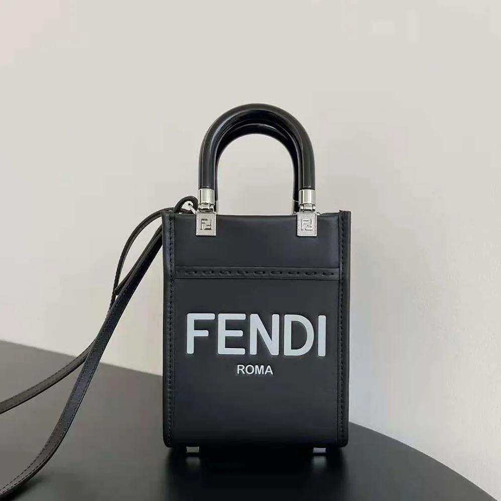 Fendi Mini Sunshine Shopper Black Leather Mini for Women in bag Fendi Mini Sunshine Shopper Black Leather Mini for Women in bag