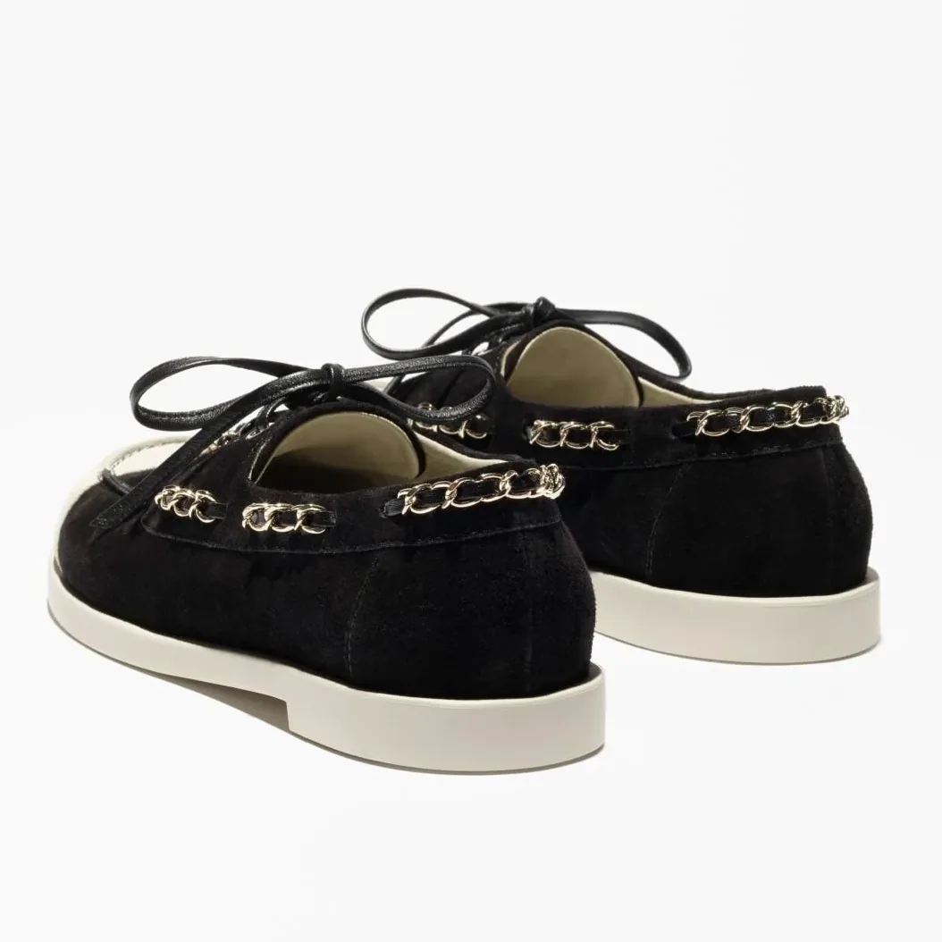 Chanel Suede Moccasins Black --U5949