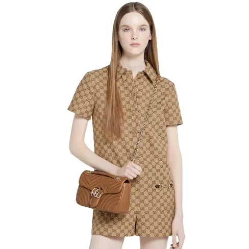 Gucci Marmont Medium Shoulder Bag in Brown Light Gold Hardware Gucci Marmont Medium Shoulder Bag in Brown Light Gold Hardware