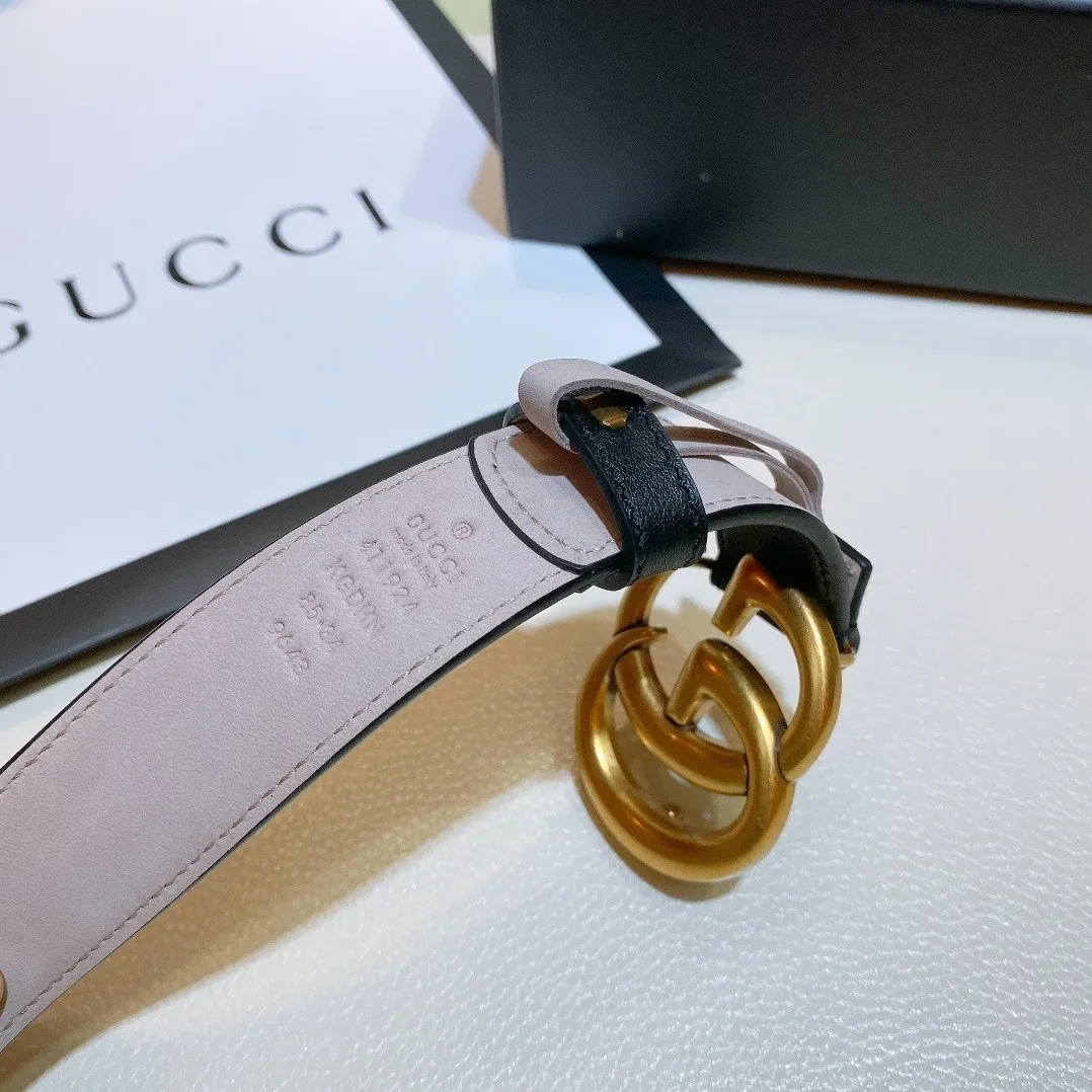 Gucci GG Belt With Double G Buckle Beige/Black, for Women
