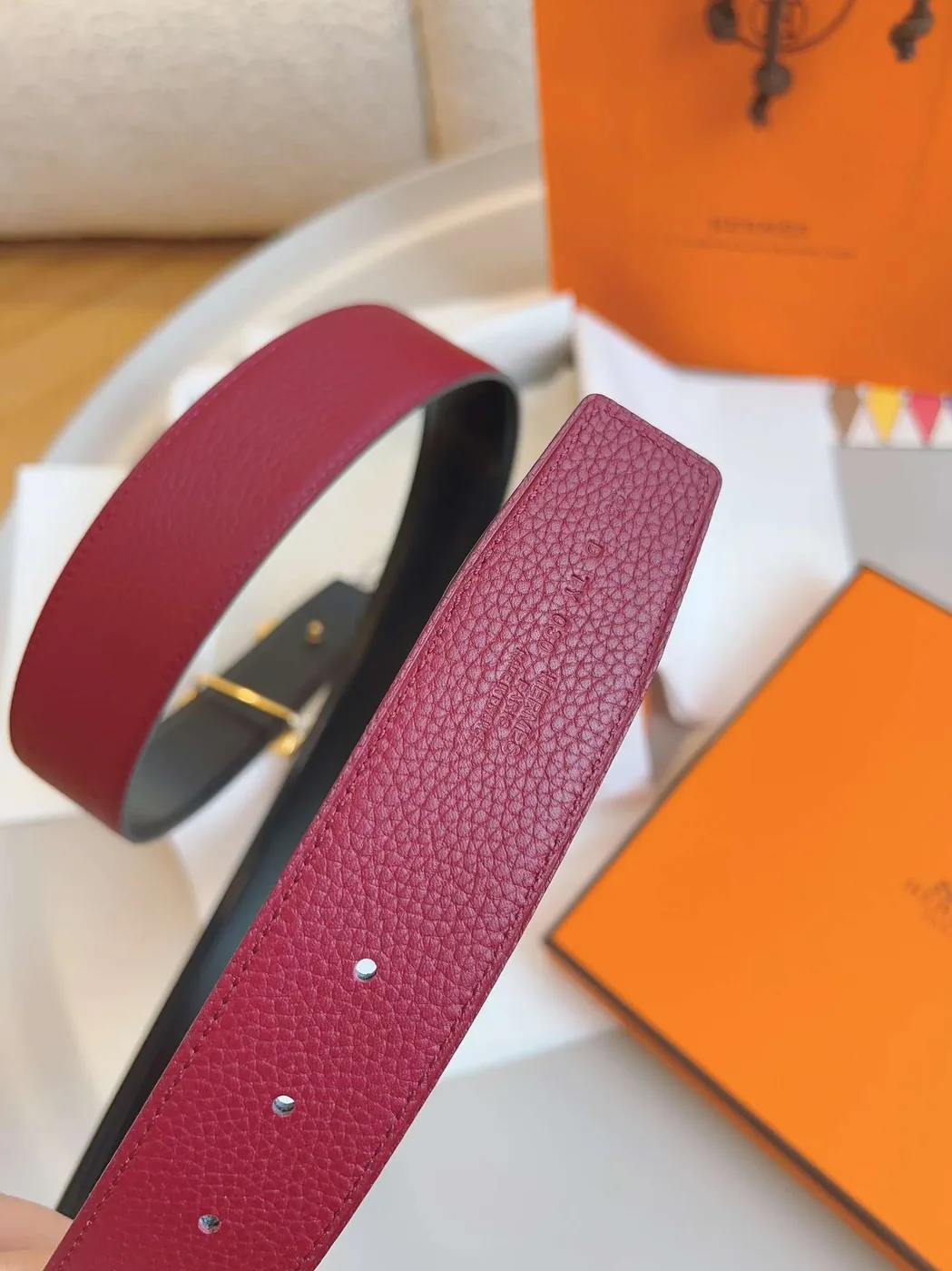 Hermes Constance Belt Buckle Burgundy