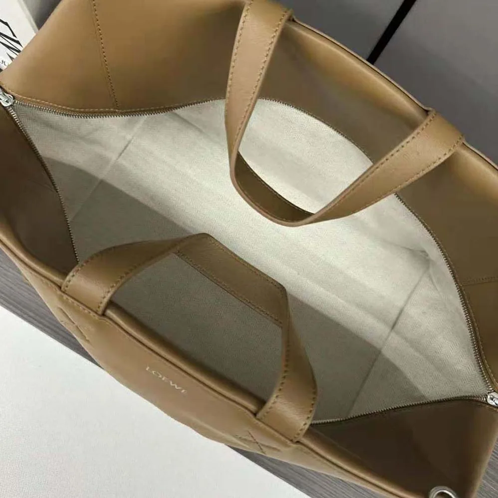 Loewe XL Puzzle Fold Tote in Shiny Calfskin for Men in Brown
