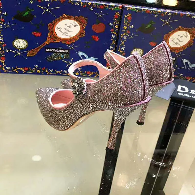 Dolce Gabbana D&G Shoes Satin Mary Janes with Crystals 100mm Heel for Women