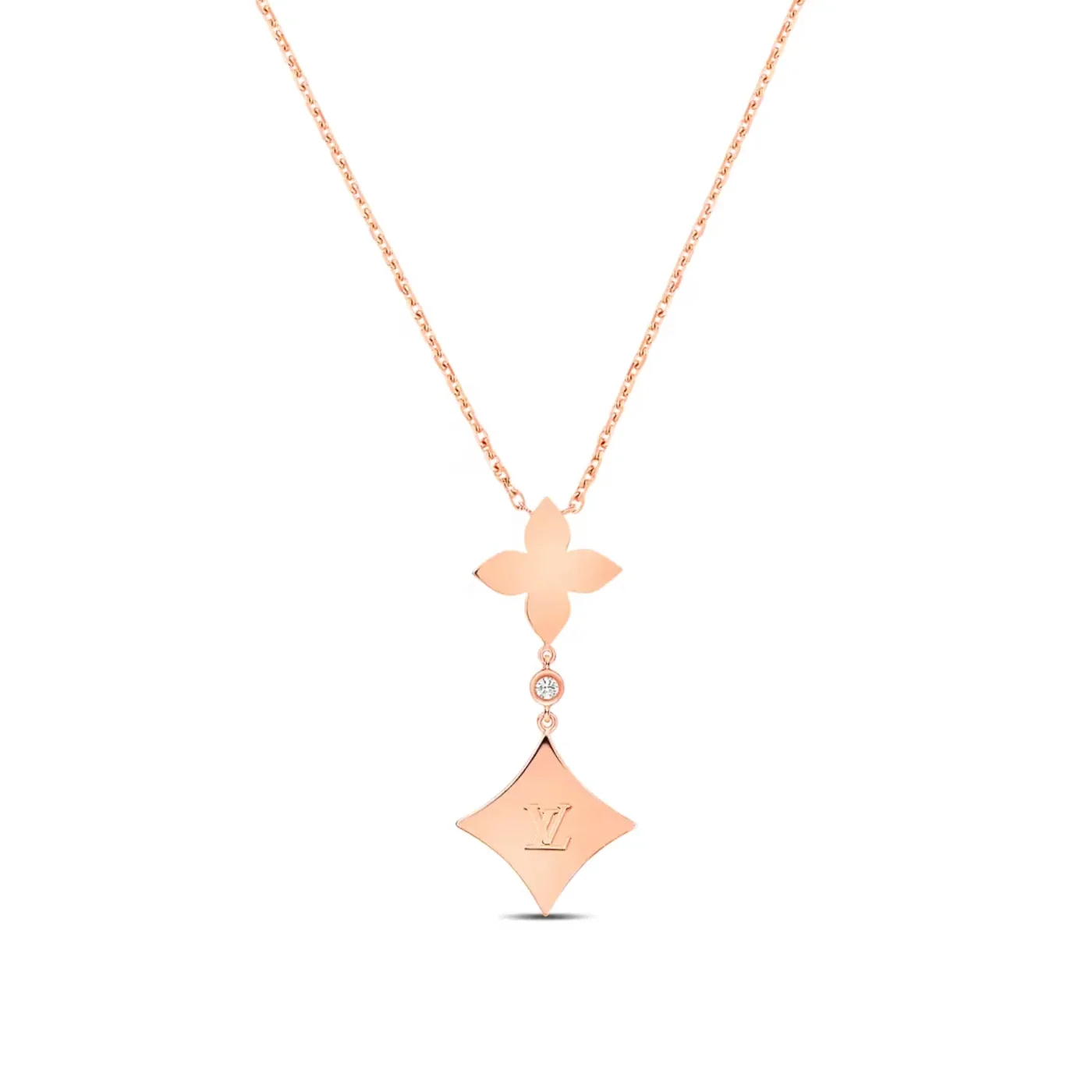 Louis Vuitton Color Blossom Double Star Pendant Necklace Pink in Toned