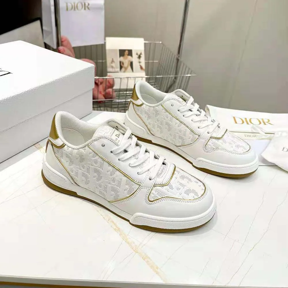 Dior One Sneaker White and Gold-Tone Dior Oblique Perforated Calfskin for Unisex Dior One Sneaker White and Gold-Tone Dior Oblique Perforated Calfskin for Unisex