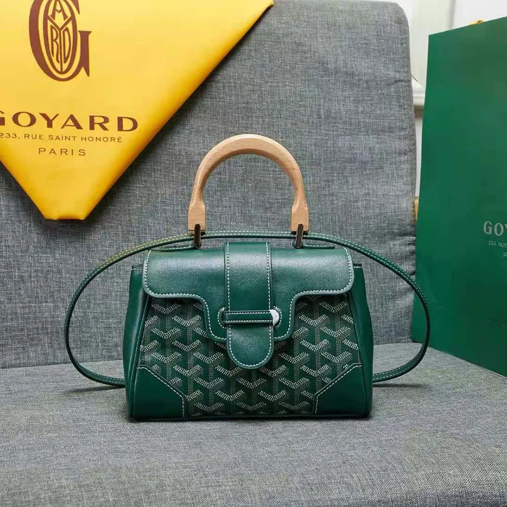 Goyard Sac Saïgon Souple Mini in Toile Goyardine & Chevroches Calfskin for Women in Green Goyard Sac Saïgon Souple Mini in Toile Goyardine & Chevroches Calfskin for Women in Green