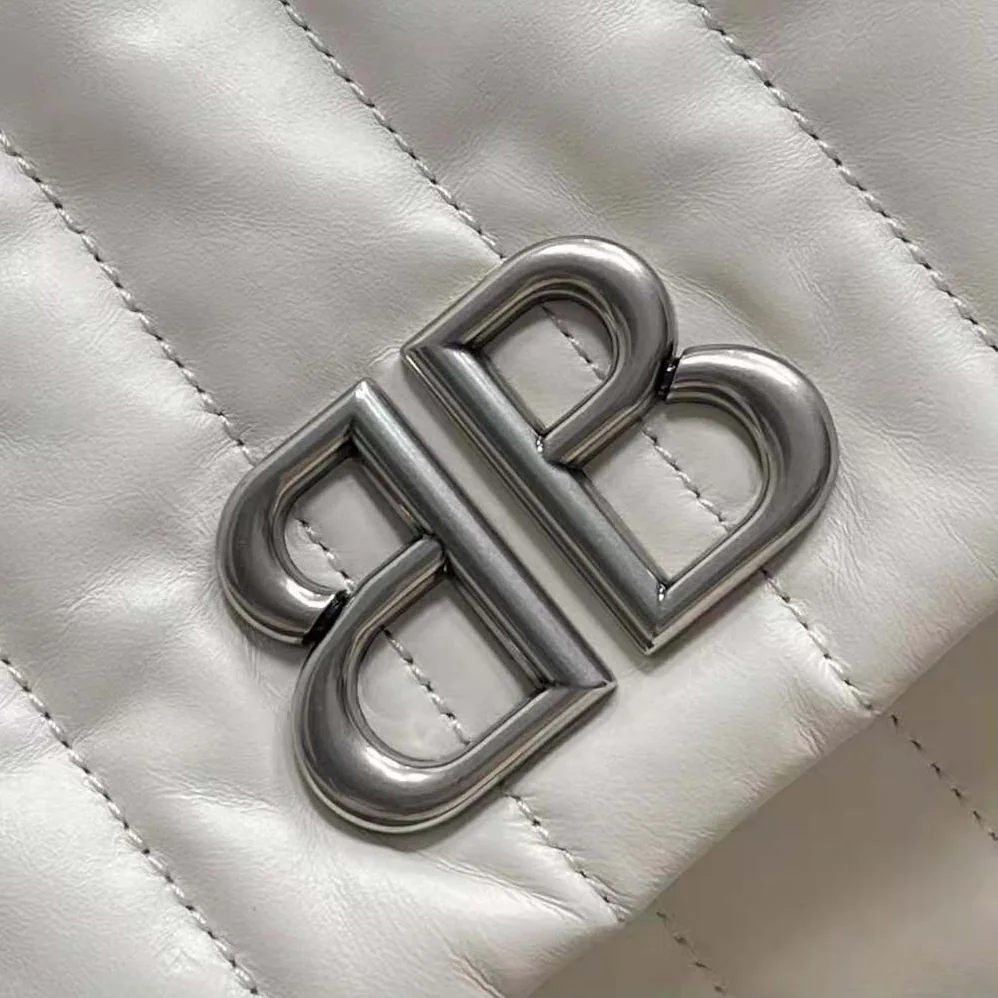 Balenciaga Monaco Medium Chain Bag Quilted in off White for Women