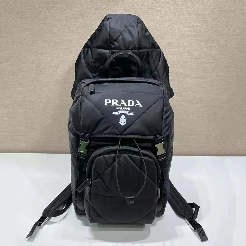 Prada Re-Nylon Padded Backpack with Hood for Women