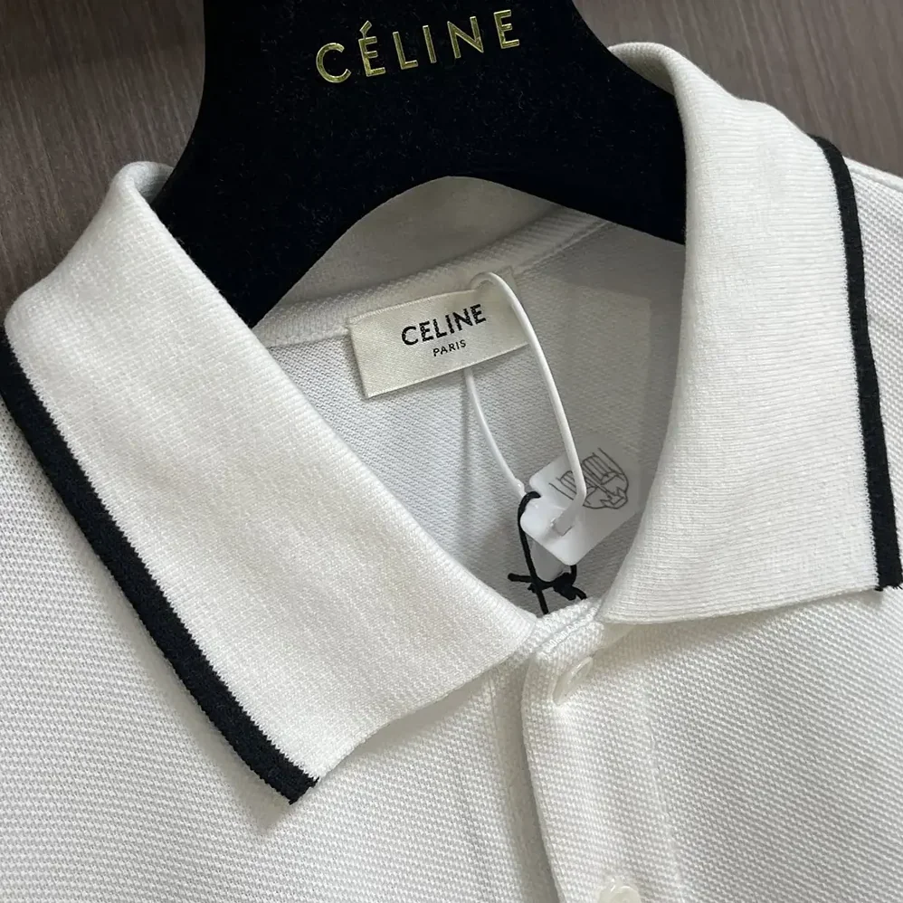 Celine Classic Polo Shirt in Cotton Piqué-White 2X75H626U.01OB for Men