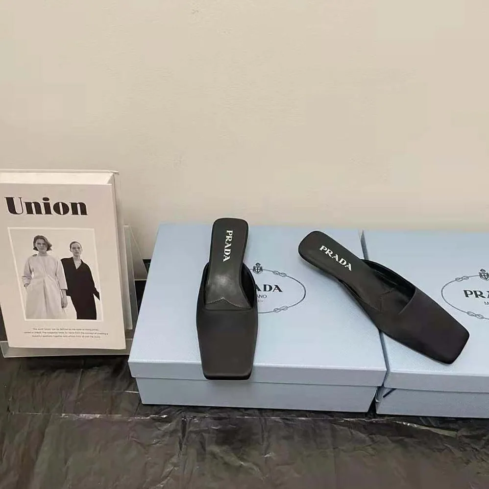 Prada Satin Mules for Women in Black