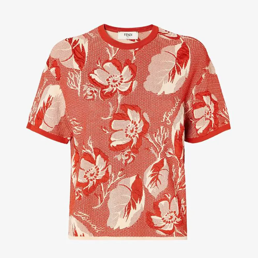 Fendi Red Viscose Jacquard T for Women in shirt Fendi Red Viscose Jacquard T for Women in shirt