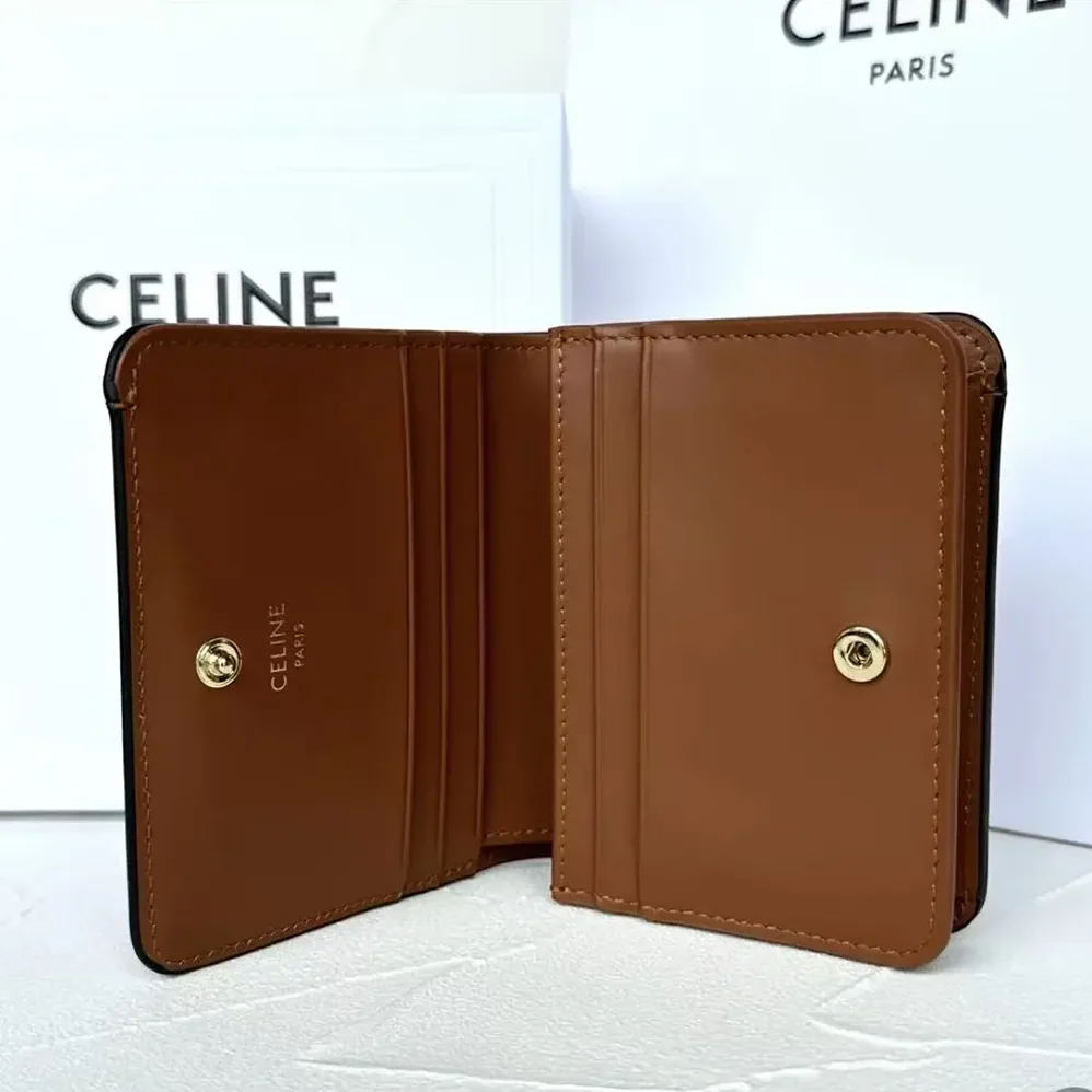 Celine Triomphe Compact Wallet In Triomphe Canvas for Women Celine Triomphe Compact Wallet In Triomphe Canvas for Women