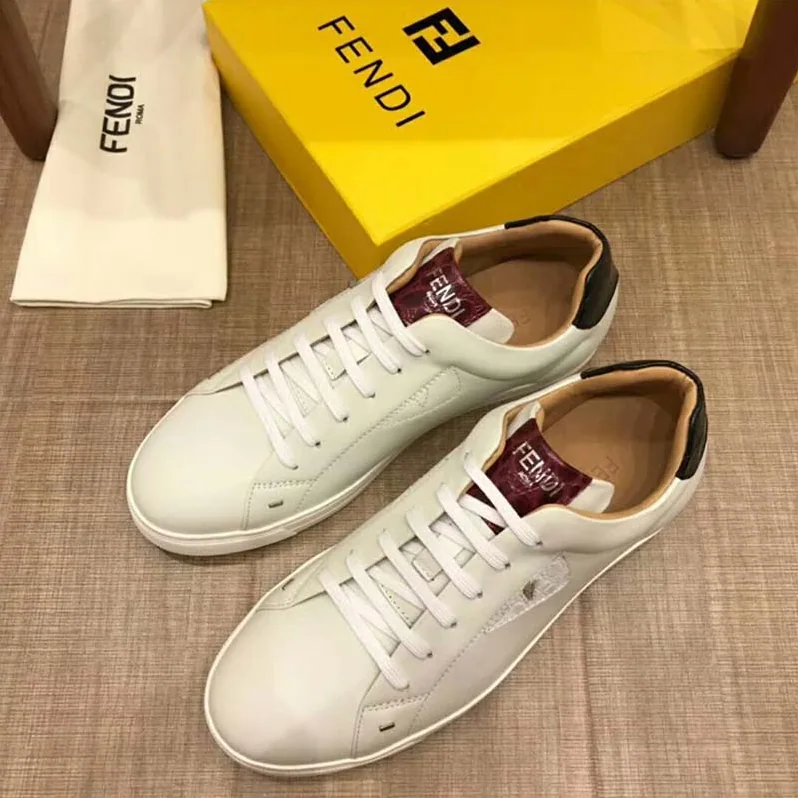 Fendi Shoes Sneakers White Leather Low for Men in Tops