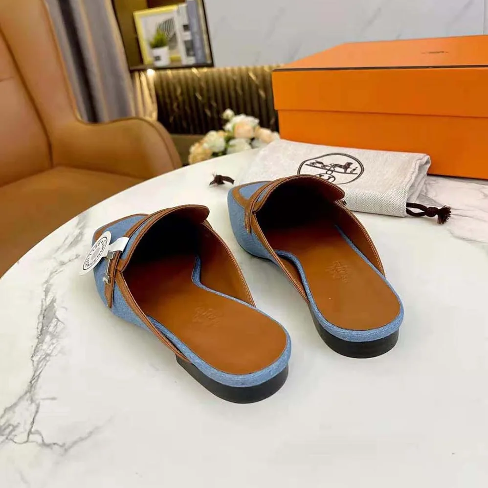 Hermes in H Canvas and Calfskin for Women in Blue Hermes in H Canvas and Calfskin for Women in Blue