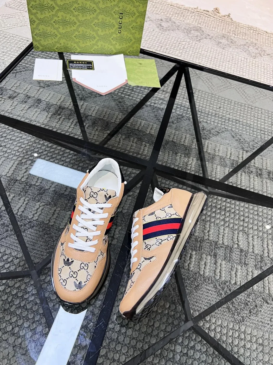 Gucci x Adidas GG Sneakers With Web Beige for Men